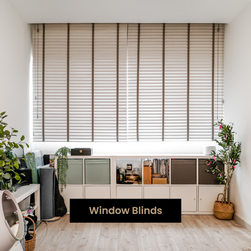 Half-height Venetian blinds offer light control and privacy