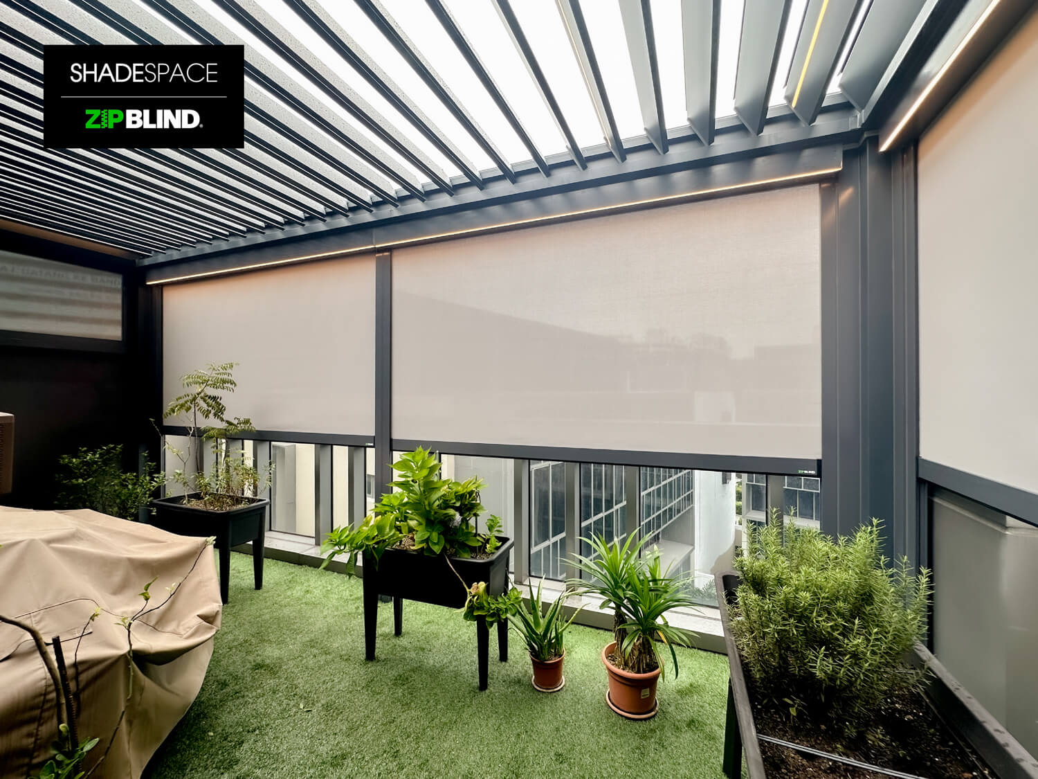 ZipBlind (Ziptrak style outdoor Blinds) installed in Singapore Condo